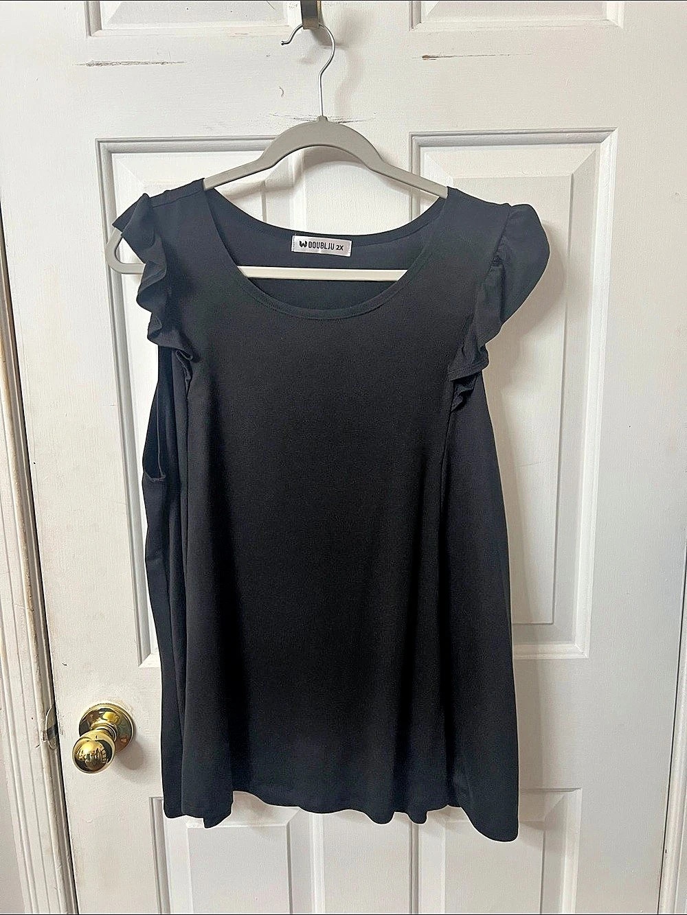 DOUBLJU Ruffle Sleeve Black 2X Like New